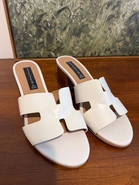 Steve Madden White Cutout Slide Mules with Low Block Heel